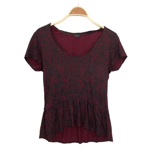 TALULA | RED & BLACK FLORAL & SKULL LACE PRINT TEE - Picture 2 of 7